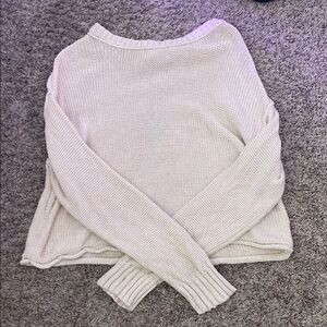 Cream Knit Crew Neck Sweater with Relaxed Fit